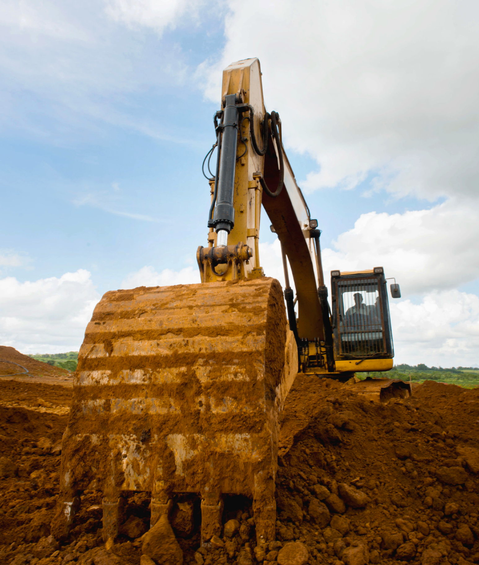 Construction excavator at work