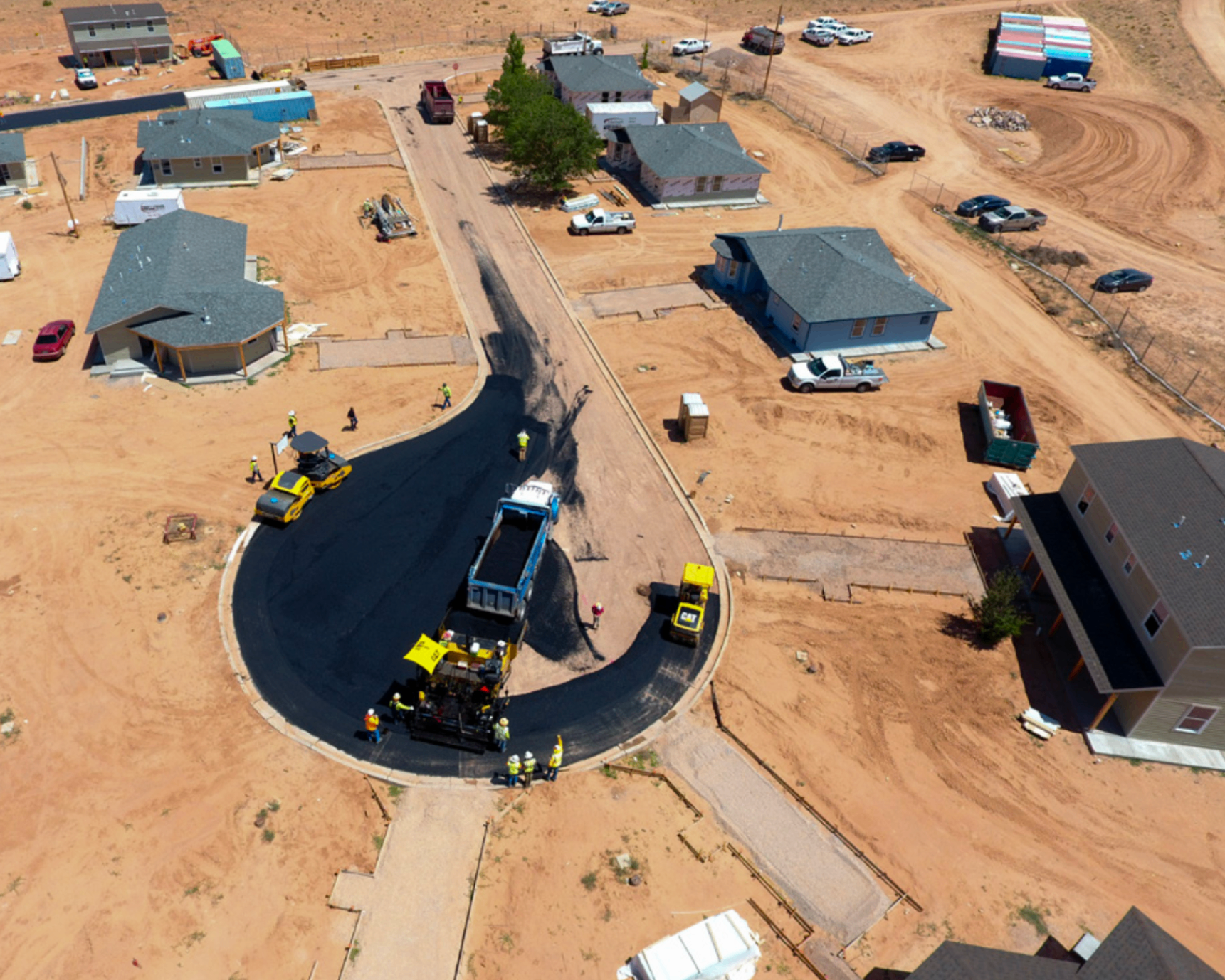 Aerial view of residential construction development